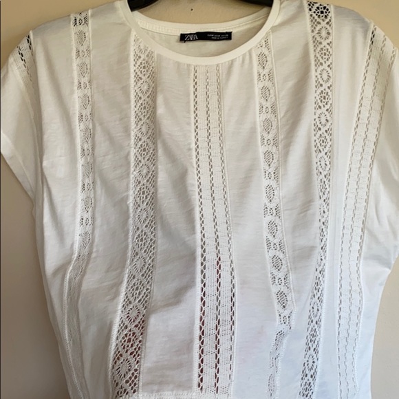 Zara Crochet T-Shirt in Ecru NWOT - Picture 8 of 8